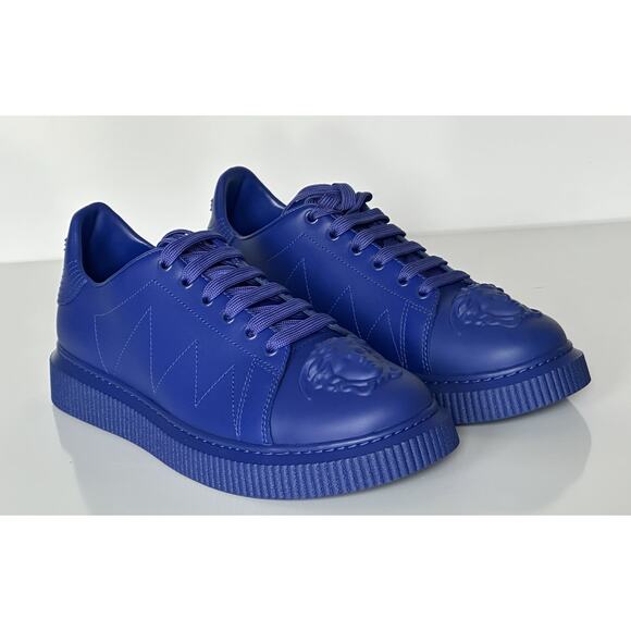 Versace Medusa Head Men’s Royal Blue Leather Sneakers 12.5 US (45.5) 1012444 NIB - Picture 1 of 16